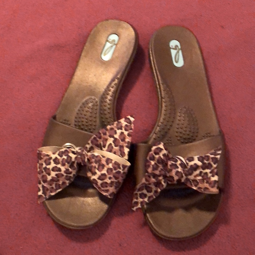 OKA b. Madison Slide Sandal with Animal Print Bow